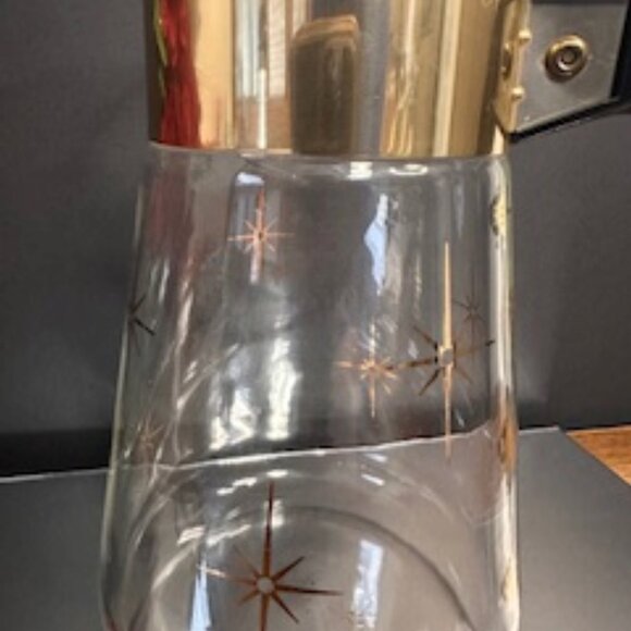 Corning Ware Atomic Starburst Coffee Carafe 36 oz with Brass Warmer Vintage Mid - Picture 4 of 10